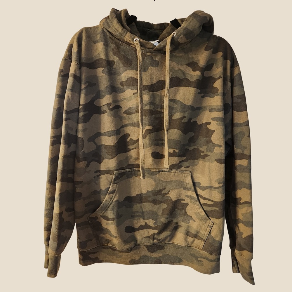PNW Green Camo Pullover Hoodie Sweatshirt Medium Streetwear Gorpcore Outdoor